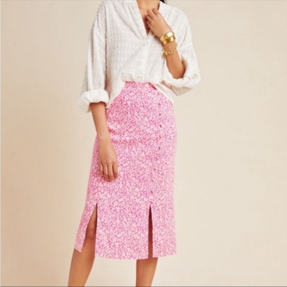 Anthropologie Mila Button-Front Pencil Skirt